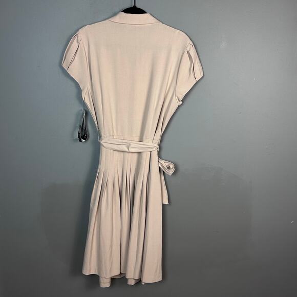 Perceptions Shirt Dress Size 16  pleated drop waist belted khaki office NWT - Picture 3 of 10
